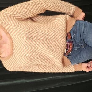 Ganni Beige Chevron Sweater Size MEDIUM